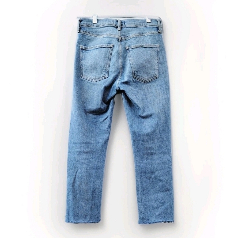 Agolde Toni Size 24 Distressed Raw Step Hem Light Wash Minimalist Cropped Jeans - Picture 11 of 14